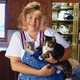 Annette Davrian with cats Buttons and Bonkers.